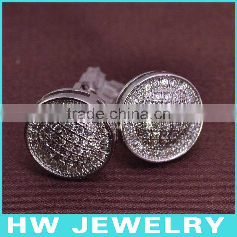 unique silver men stud earring rhodium plating