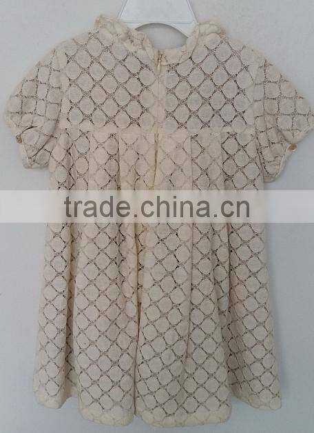 cute baby girls beige embroidered dress for summer