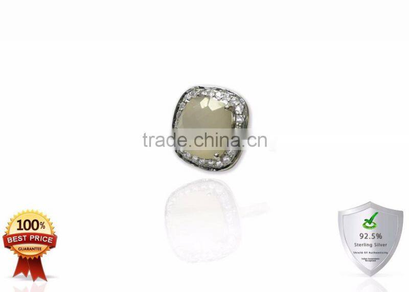 Trendy Pink Chalcedony Gemstone Sterling Silver Ring