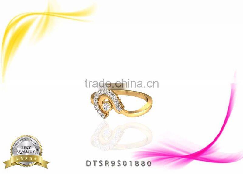 CZ Studded 14kt Gold Plated Ring