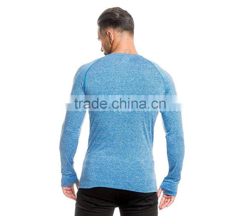 Longline blue tri blend t shirt slub t shirt custom logo gym fitness t shirt