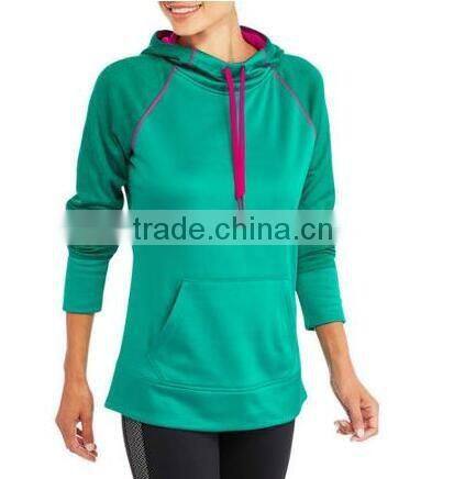 fashion women's clothing 100% Polyester Raglan Tech Fleece Hoodie with hood