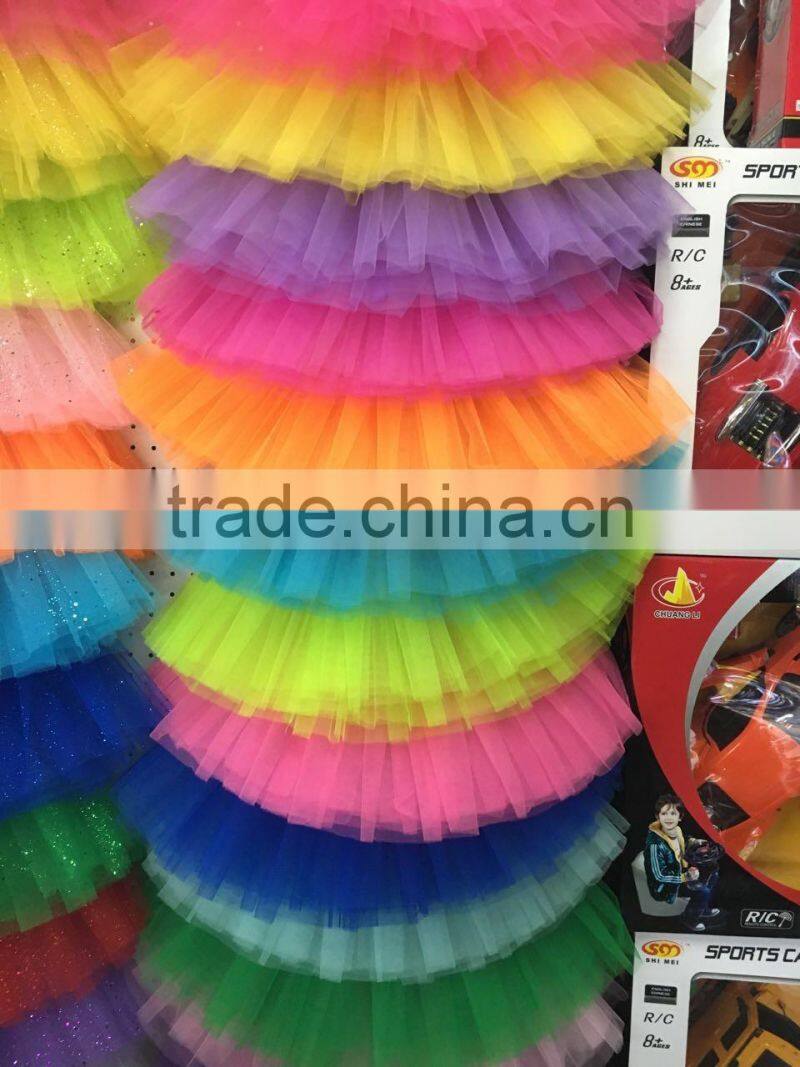 Ladies&children umbrella stylish skirt triple ruffles shining sparkle stage ballroom performance tutu skirt