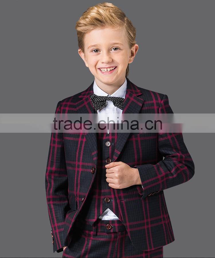 ELPA fancy fashion slimming check designer 3 piece boys wholesale suits
