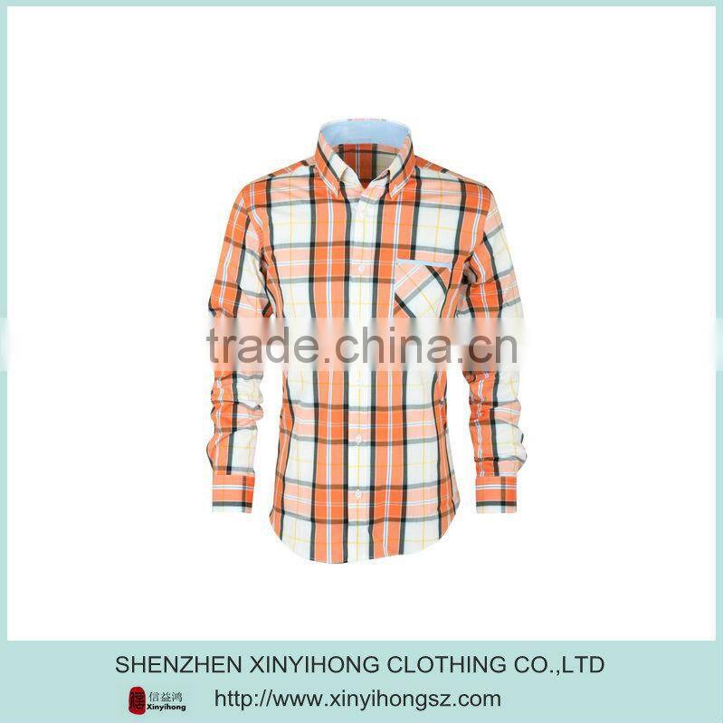 Bright Plaid Fashion Design Cotton Lycra Fitness Casual Men Shirts