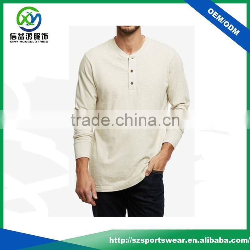 OEM custom mens long sleeve 100% cotton soft tee shirt sports wear button up shirt