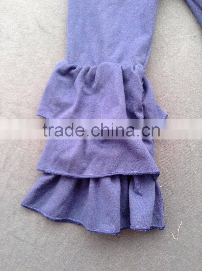 Handmade soft wholesale baby girls light purple colors triple ruffled legging pants kids trousers child pants XF-264