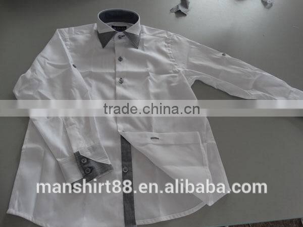 boy's special contrast collar and cuff casual shirt