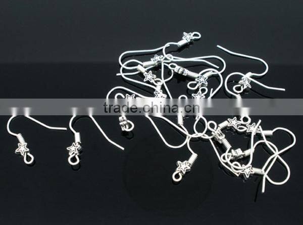25 Pairs Star Ear Wire Hooks Earring Findings 18x19mm