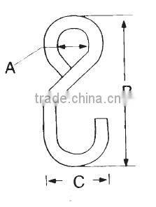 metal "S" hook for cargo lashing belt(polyester webbing)