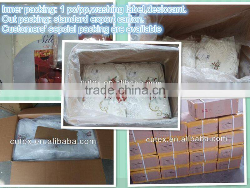 handmade China polyester embroidery satin tablecloths