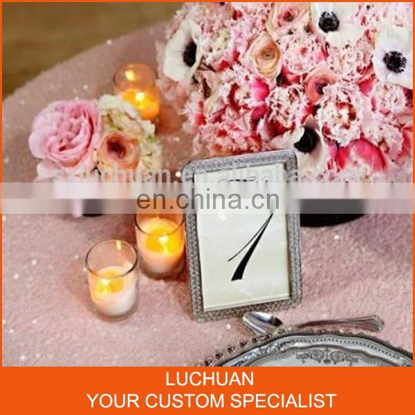 Newest Fashion Pink Sequins Wedding Party Table Cloths Round
