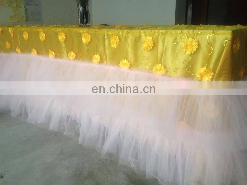Yellow Lace Tulle Table Skirt Wedding Banquet Table Cloth