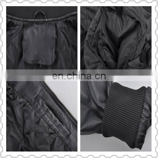 Latest Spring Thin Padded Handsome PU Leather Men Baseball Jacket