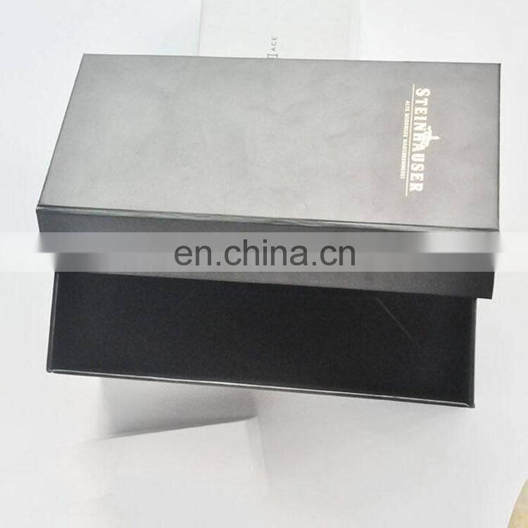 China wholesale customized gold logo printing black hardcover paper box with magnetic turnover