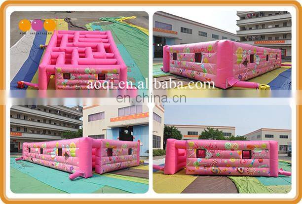 funny outdoor inflatable sport game inflatable maze obstacle course with candy painting