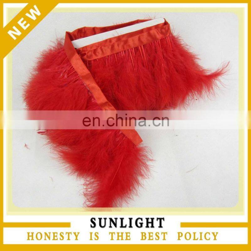 Factory price feather fringe cheap decoration turkey feather trim