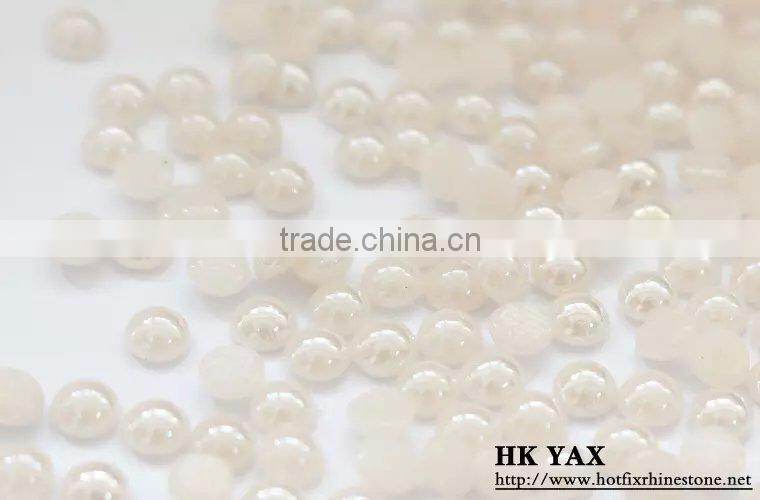 1126C 2mm Korean hot fix iron on flat back pearl white