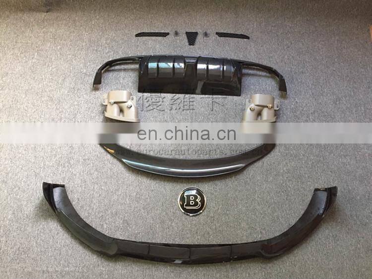 C63 w205 brabas carbon finber parts full set with carbon finber front lip diffuser and muffler tips and carbon rear wing
