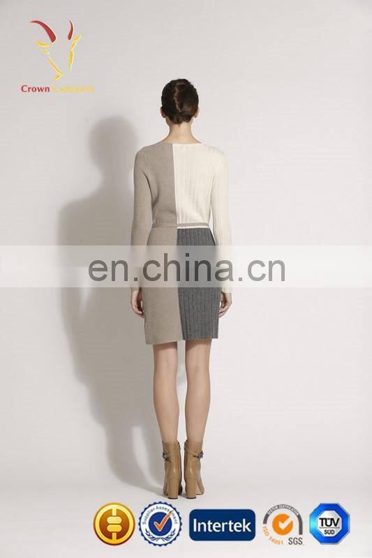 Ladies fashion winter cashmere dress design rib knit sweater dress