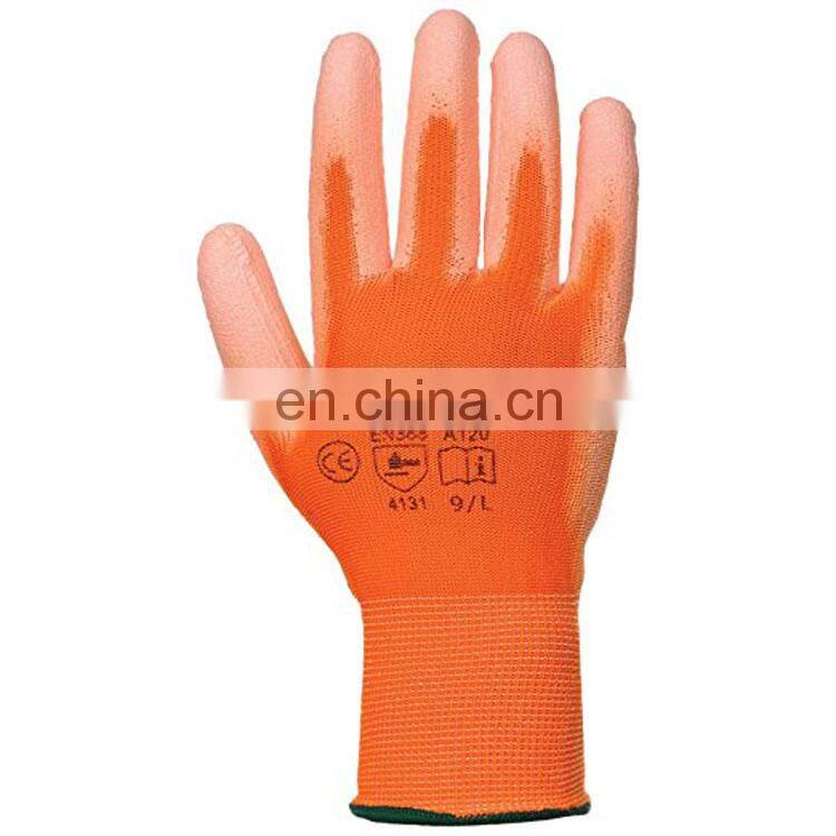 HY EN 388 13 gauge nylon black pu coated safety protective black pu coated work pu gloves