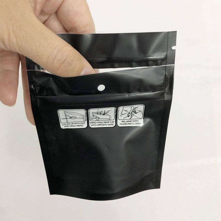 Pinch N Slide child proof zipper pouch MATT Black printed CR packaging bag