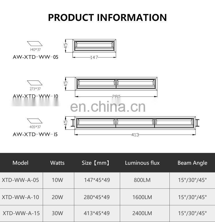 Tri Color High Lumen Energy Saving 3 Year Warranty Indoor Lighting System 30W Led Linear Down Lamp