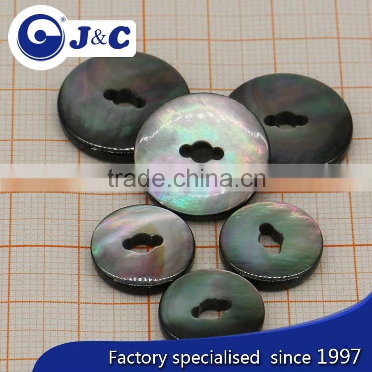 2015 fashion OEM hole black MOP shell button