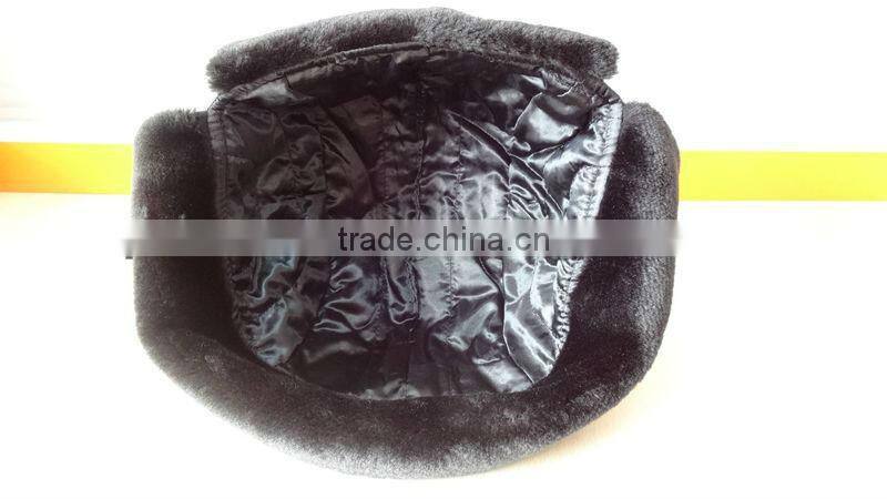 custom embroidery man-made leather winter cap suppliers