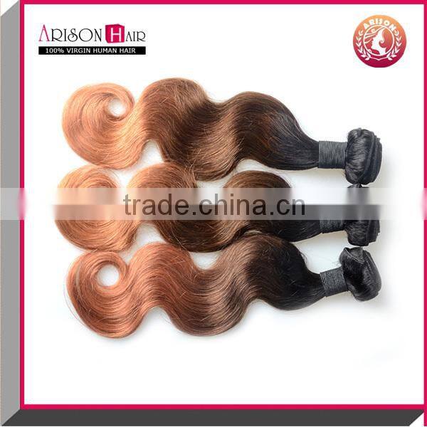 1b/4/30 Fashion 3Tone ombre brazilian virgin human hair cheap hair weaving