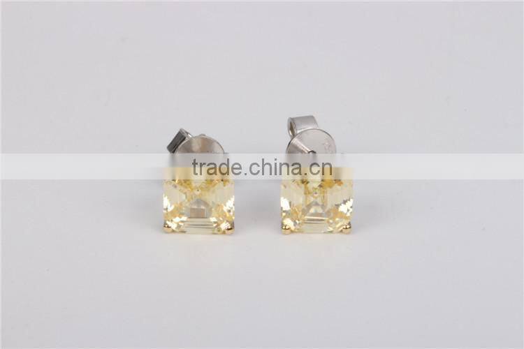 2015 fashion jewelry gold plated yellow crystal stud earrings for women