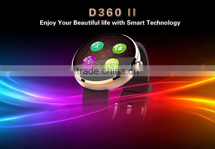 D360 round watch with touch display and heart rate men watch