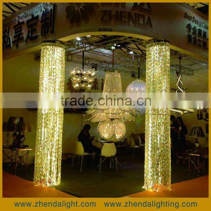 hot sale attactive crystal pillar light for hotel lobby for 2016 Guangzhou International lighting fair