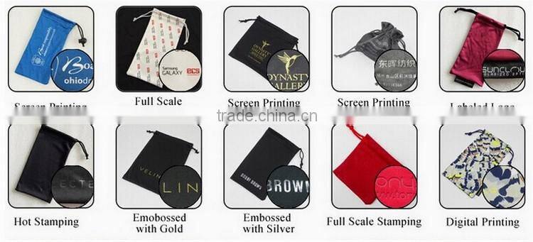 Custom Printed Microfiber jewelry suede drawstring pouches