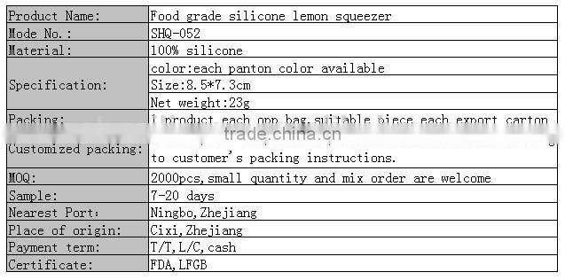 Food grade silicone lemon squeezer
