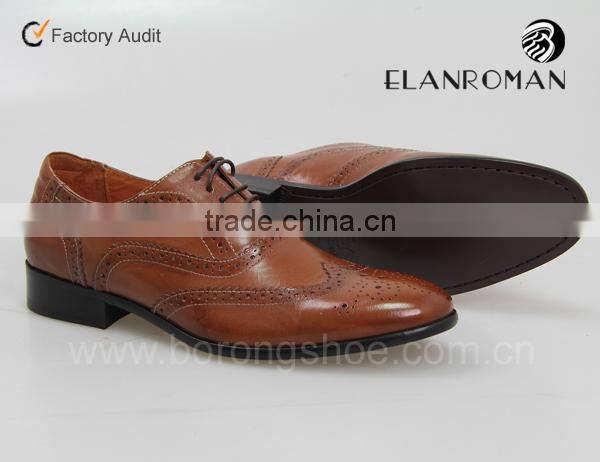 Wingtip men shoes Men brogue leather shoes with genuine leather outsole