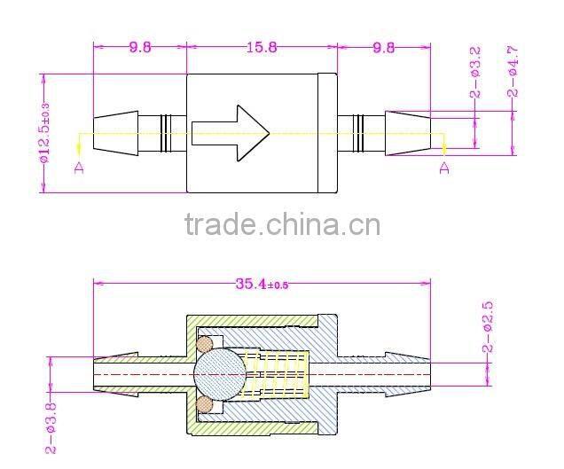 1/8" PP Viton safety relief check valves SRV1602CVL-7.5