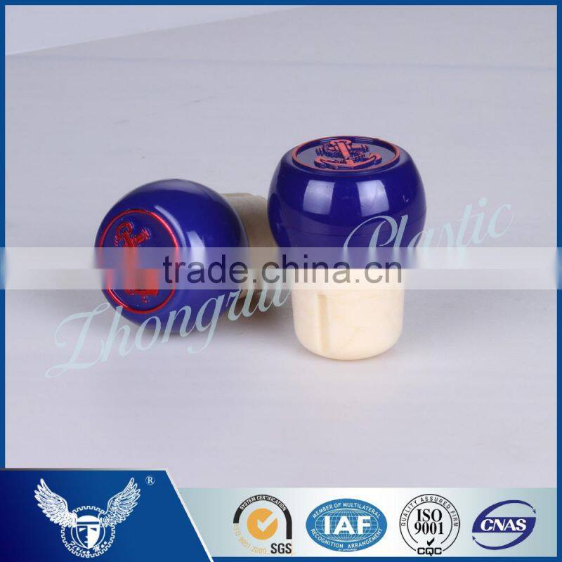 Gold color plastic cap synthetic cork SGS FDA certificates for whisky rum vokda brand bottles