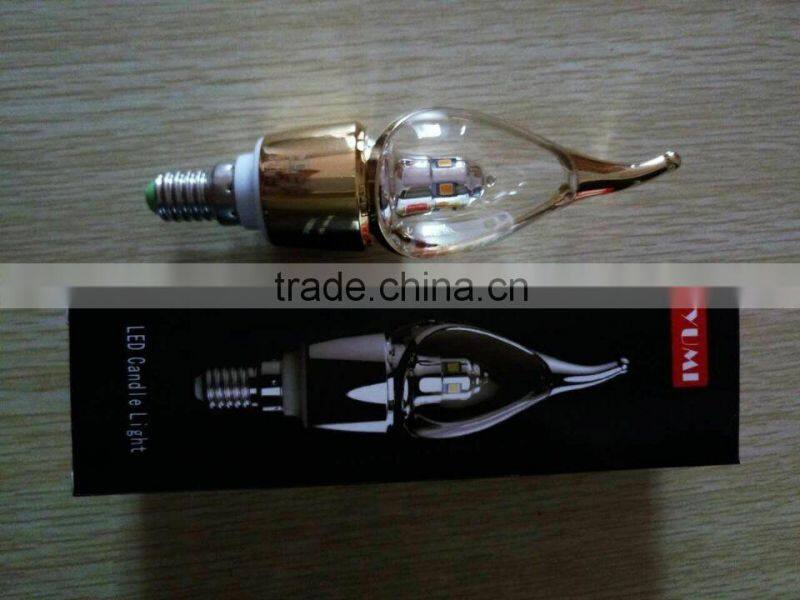 hotsale hight quality approved dimmable E14 base SMD2835 light bulb 3W/5W led candle light