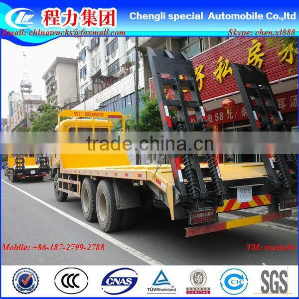 Excavator low flat transport truck vehicle, 3 axles 6x4 low bed flat truck,low bed truck