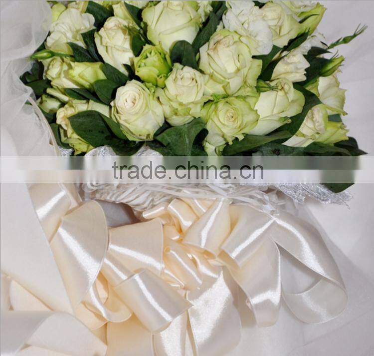 High quality double faced style solid color wedding decoration satin ribbon
