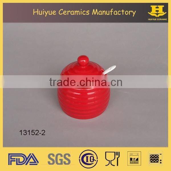 ceramic jar with spoon honey jar with spoon and lid