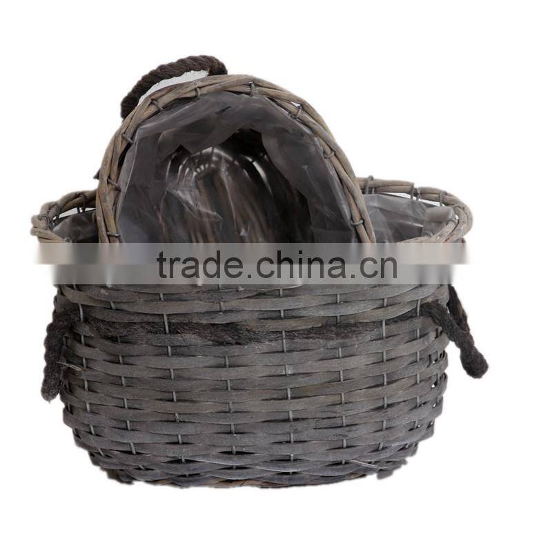 2pcs factory direct supply oval garden flower basket with handle