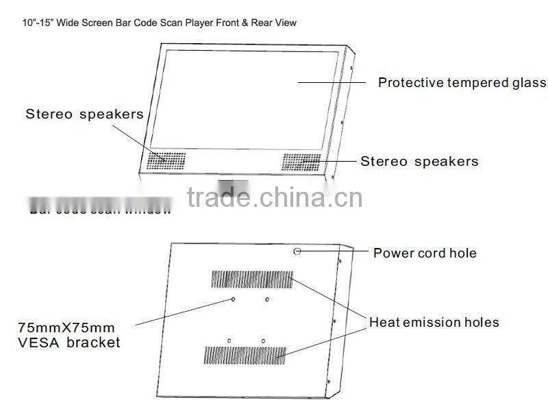 barcode scanner with display 7-15inch