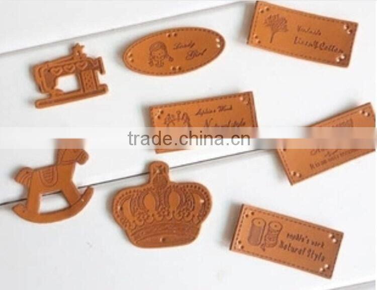 Creative customized black Leather Label for fashion lady garments