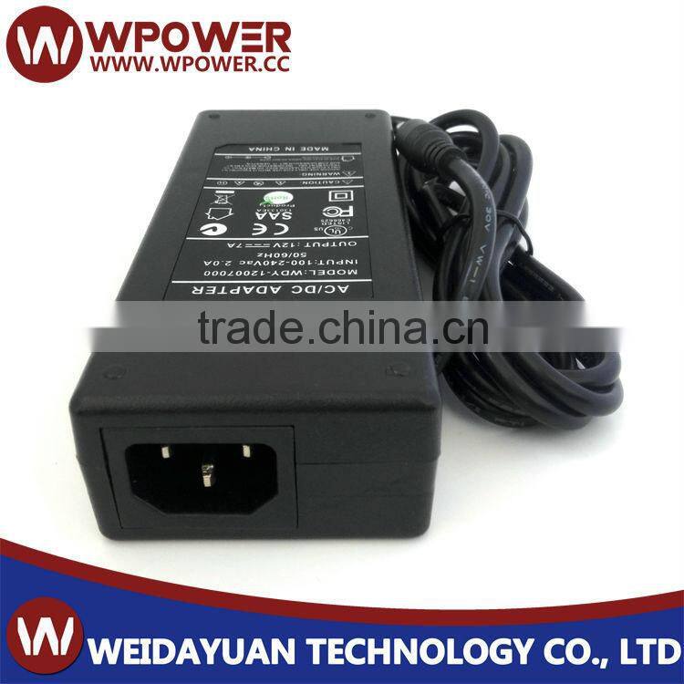 black power supply 12 volt 7 amp with UL CE 12v 7a