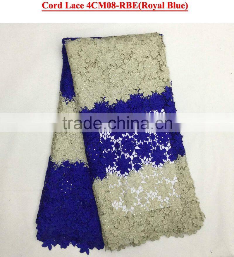 Afircan embroidery cord lace of silver guipure lace for wedding