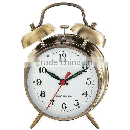 Metal case mechanical alarm clock in 4 inches size