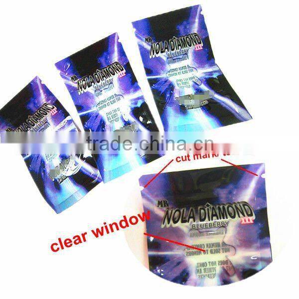 Accept custom printed plastic zip lock bag packaging with clear window & tear notch