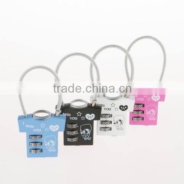 2016 factory direct wholesale price zinc alloy luggage cable combination lock